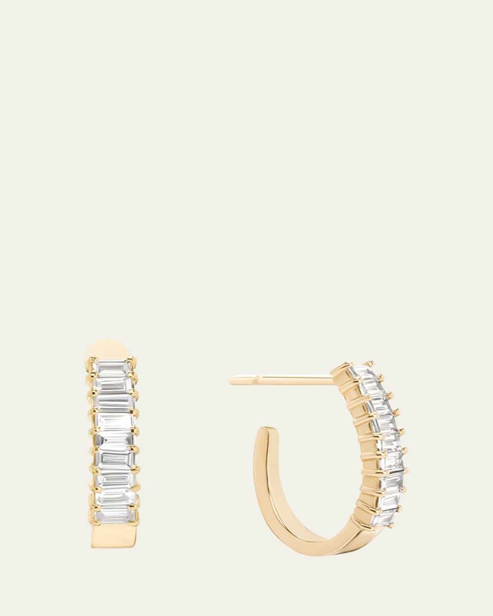 14K Gold Baguette Diamond Huggie Earrings, 0.5 tcw